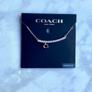 COACH Signature Pave Bar Necklace Silver 91431